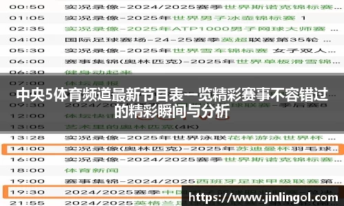 中央5体育频道最新节目表一览精彩赛事不容错过的精彩瞬间与分析